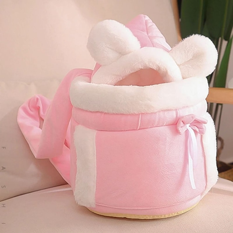 Winter Warm Plush Cat Backpack Cozy Travel Carrier 1