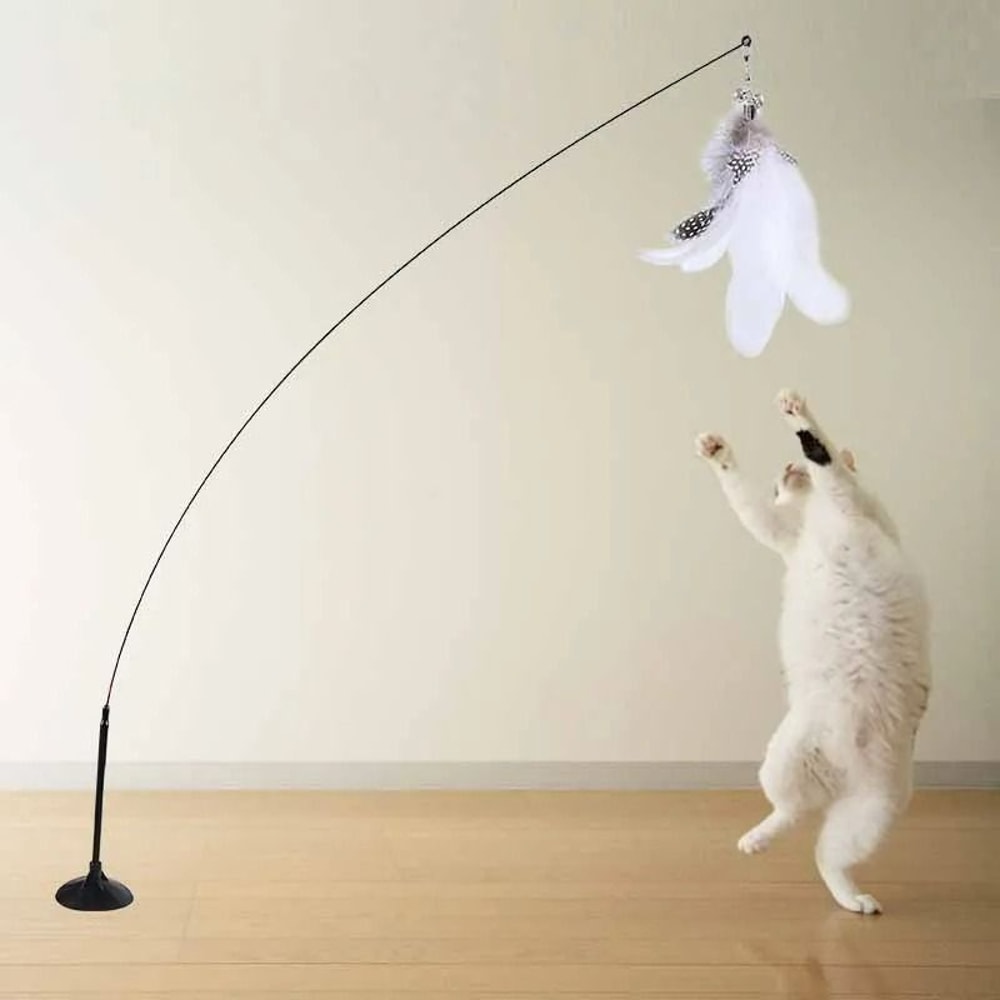 Interactive MultiMode Feather Teaser Wand With Suction Mount 6