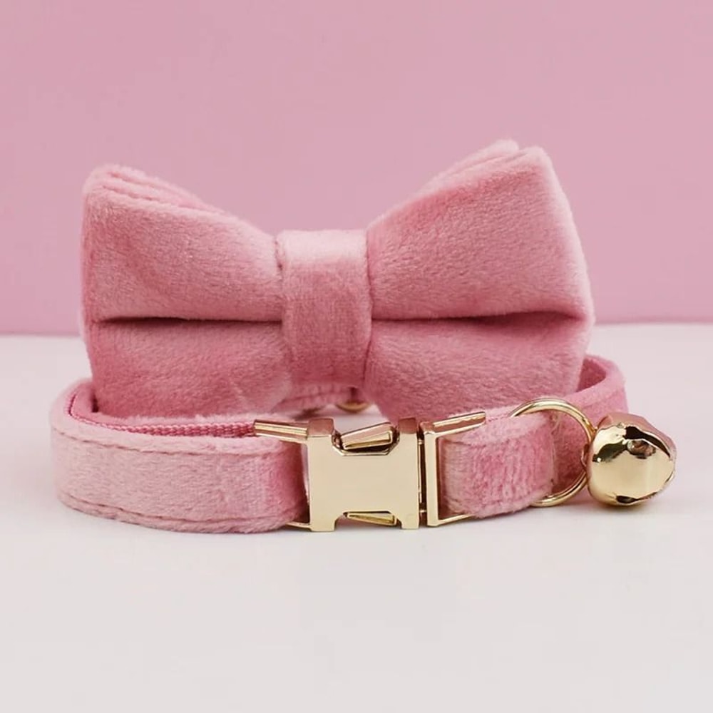 Stylish Bowknot Safety Cat Collar With Engravable ID Tag 18