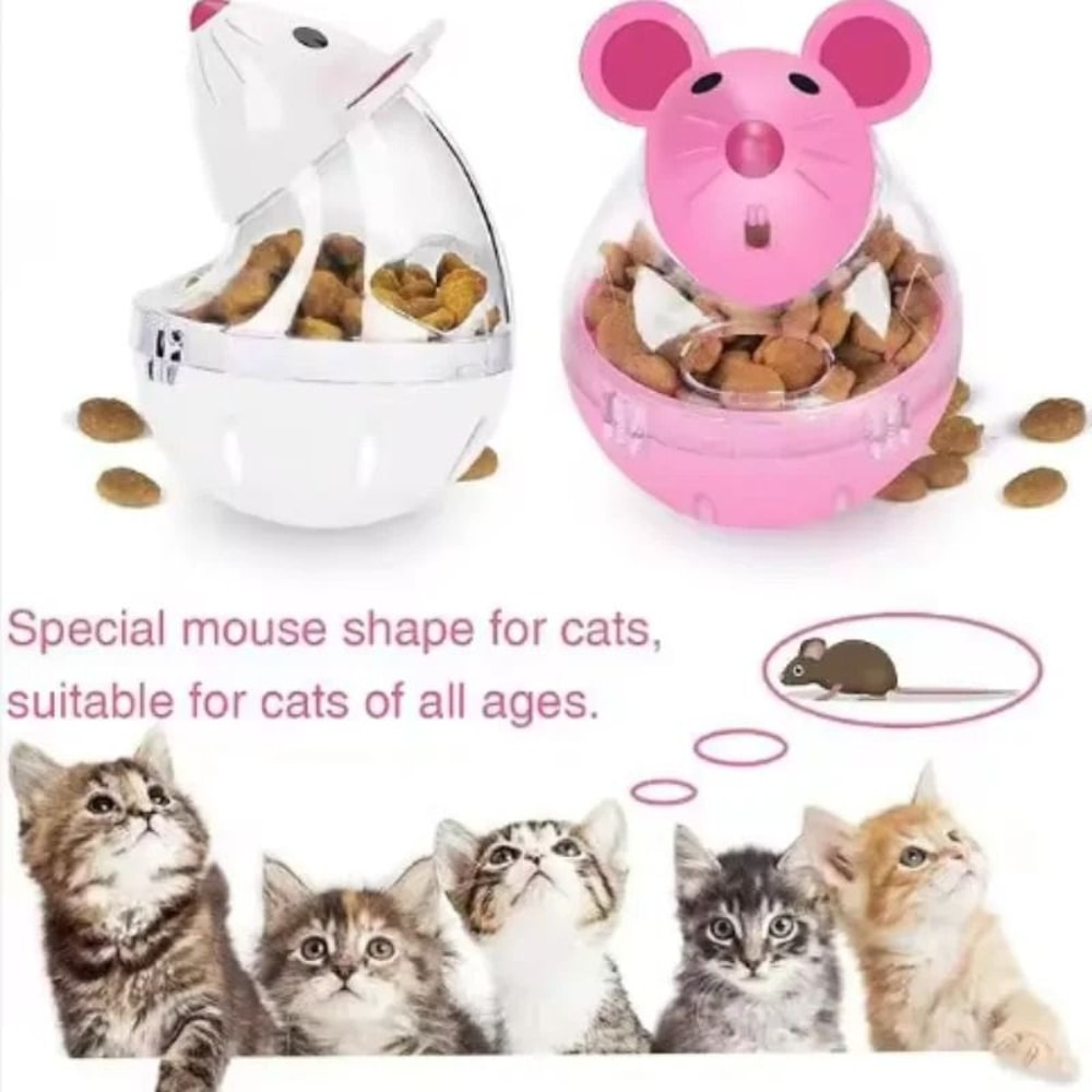 Mouse Shaped Rolling Pet Feeder And Slow Treat Dispenser 0
