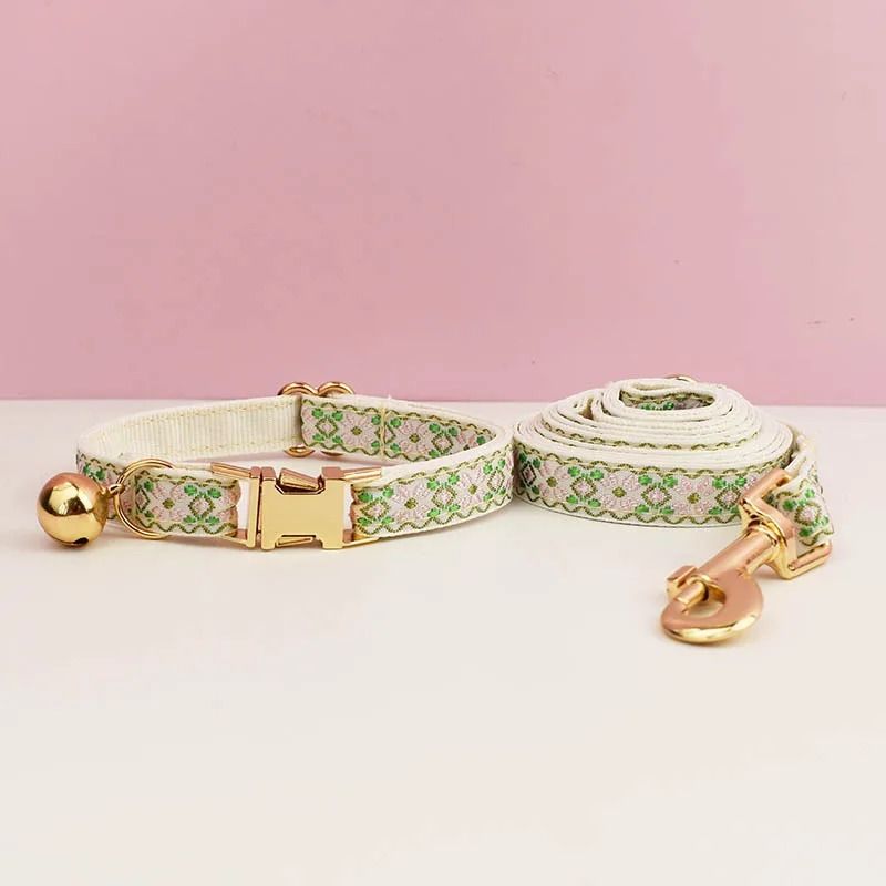 Premium Adjustable Metal Hardware Cat Collar Leash Set 4