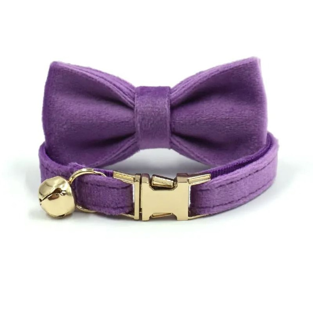 Luxury Personalized Velvet Cat Collar With Custom ID Tag 10