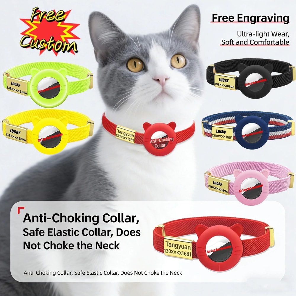New Breakaway AirTag Tracker Cat Collar With Custom ID 0