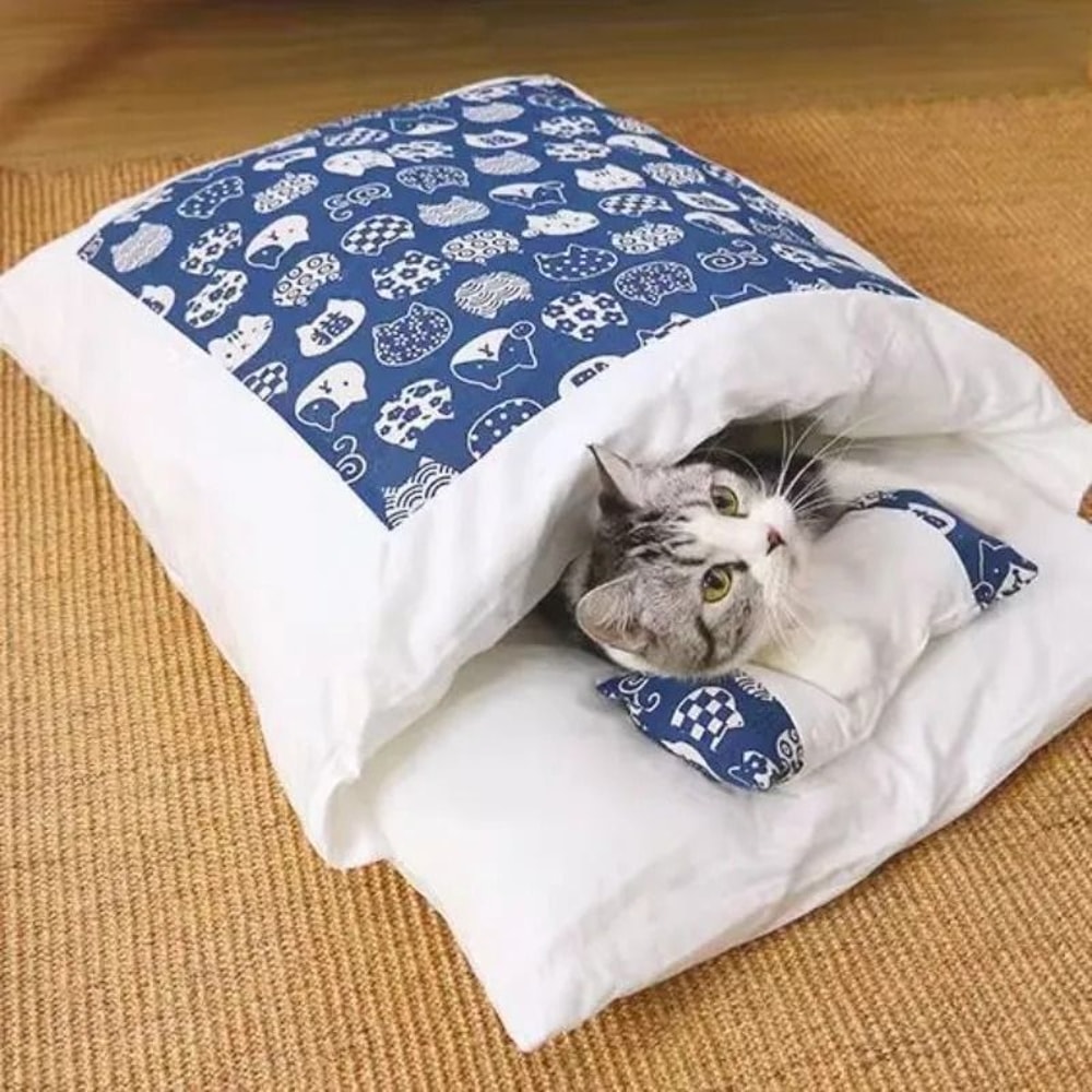 Kawaii Plush Sleeping Bag Cat Bed With Pillow 0