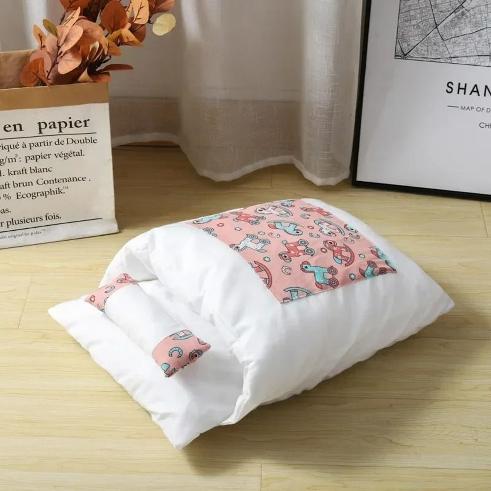 Kawaii Plush Sleeping Bag Cat Bed With Pillow 8