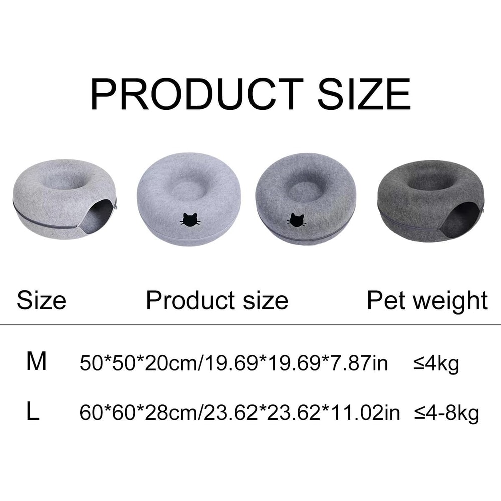 Interactive Felt Donut Cat Tunnel Bed 5