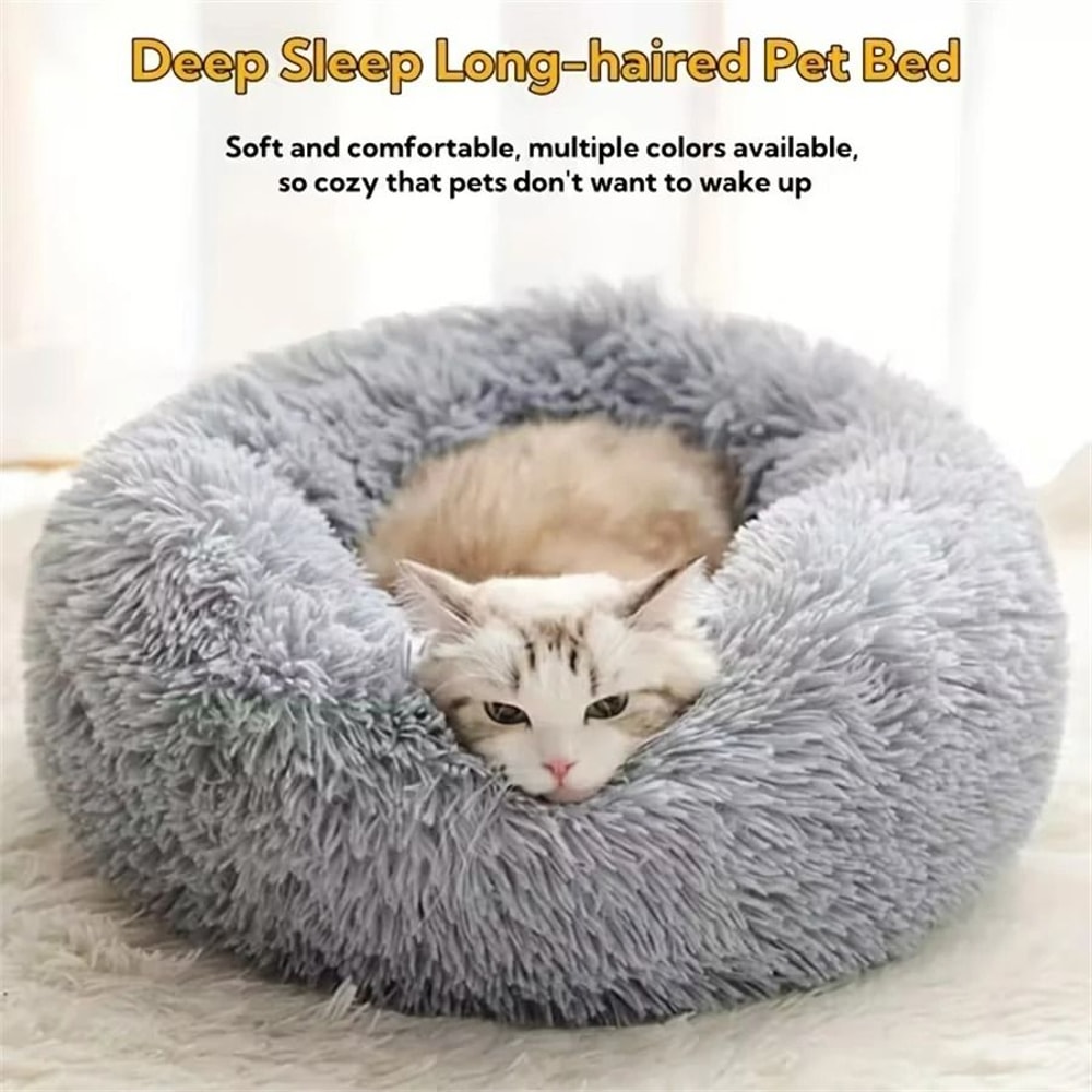 UltraSoft Plush Donut Cat Dog Bed 3