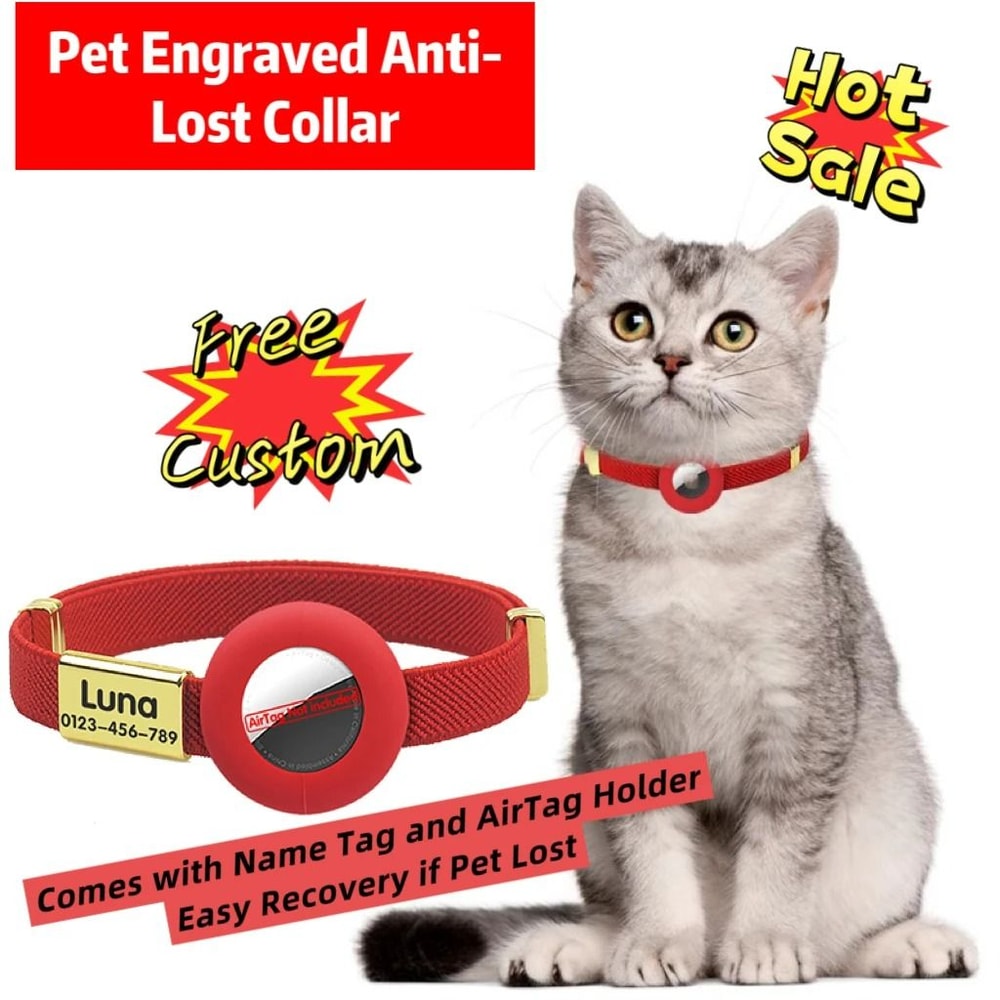 Reflective AirTag Breakaway Cat Collar With Personalized ID Tag 1