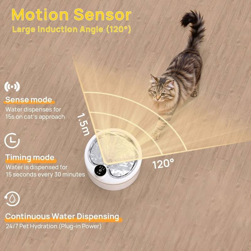 Wireless Rechargeable Pet Water Purifier With Stainless Steel Tray 4