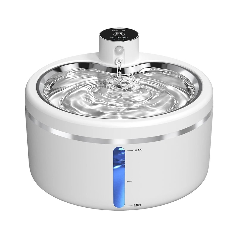 Wireless Rechargeable Pet Water Purifier With Stainless Steel Tray 8