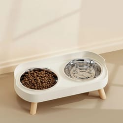 elevated stainless steel cervical protection dual bowl