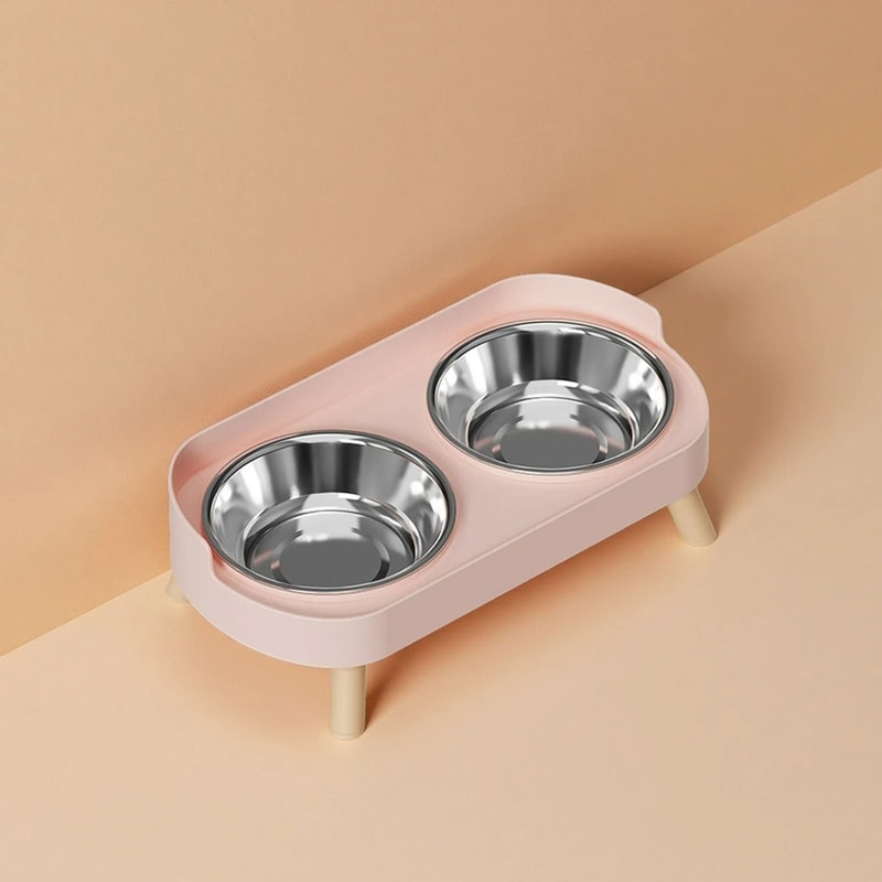 Elevated Stainless Steel Cervical Protection Dual Bowl 5