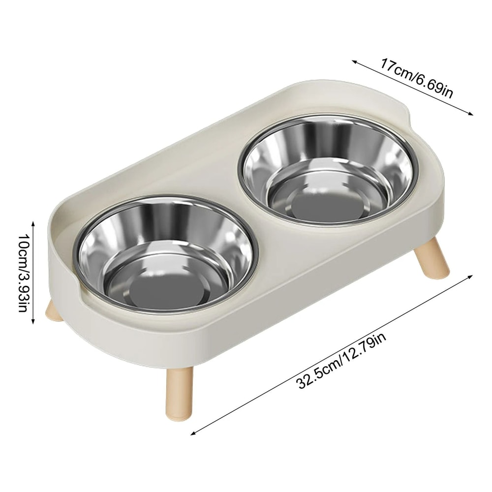 Elevated Stainless Steel Cervical Protection Dual Bowl 6