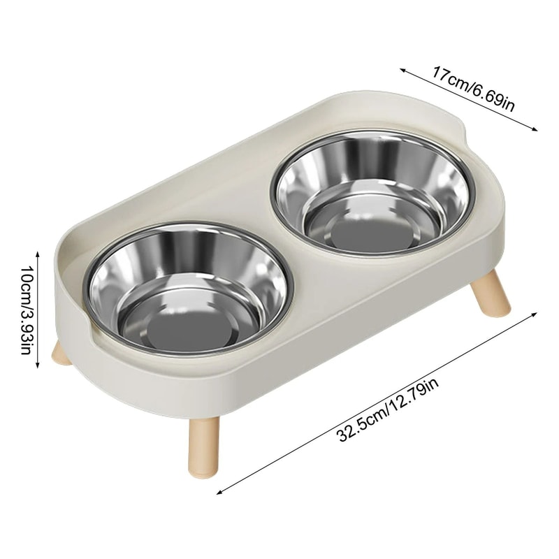 Elevated Stainless Steel Cervical Protection Dual Bowl 6