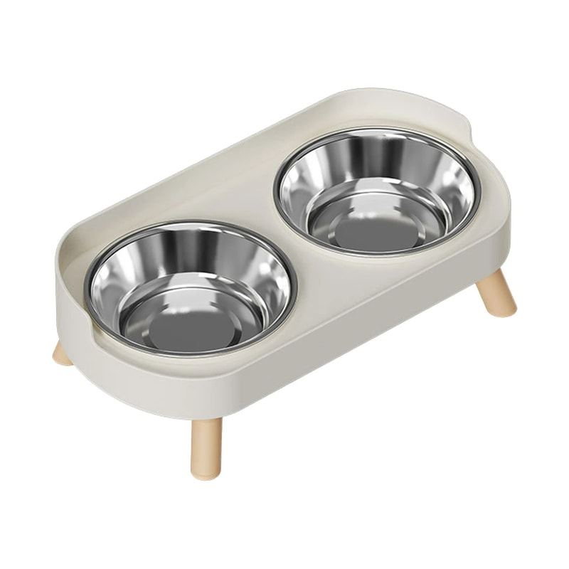 Elevated Stainless Steel Cervical Protection Dual Bowl 8
