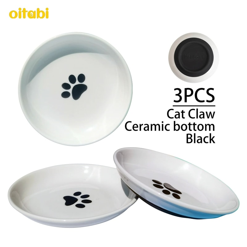 Ceramic AntiWhisker Fatigue Shallow Cat Bowl Set 11