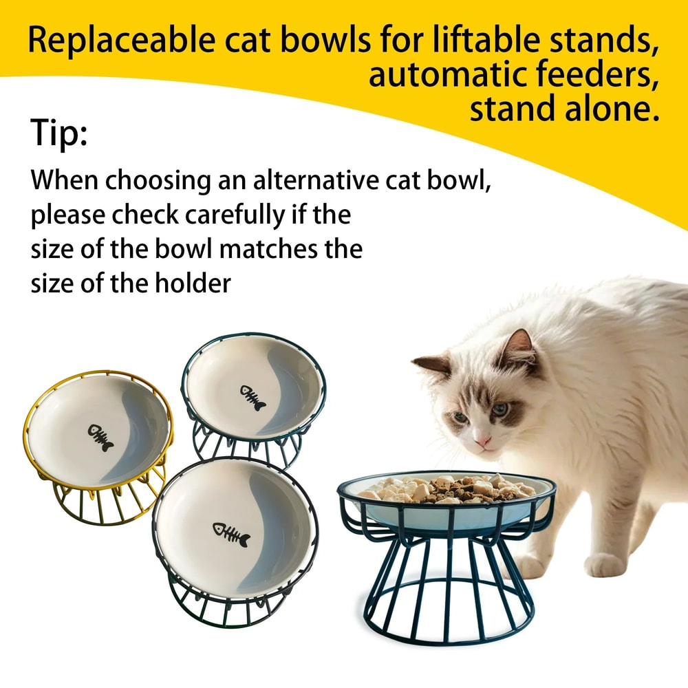 Ceramic AntiWhisker Fatigue Shallow Cat Bowl Set 3