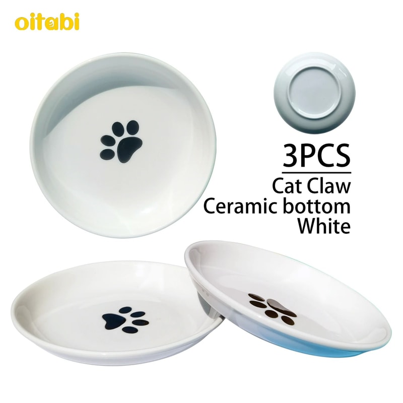 Ceramic AntiWhisker Fatigue Shallow Cat Bowl Set 7