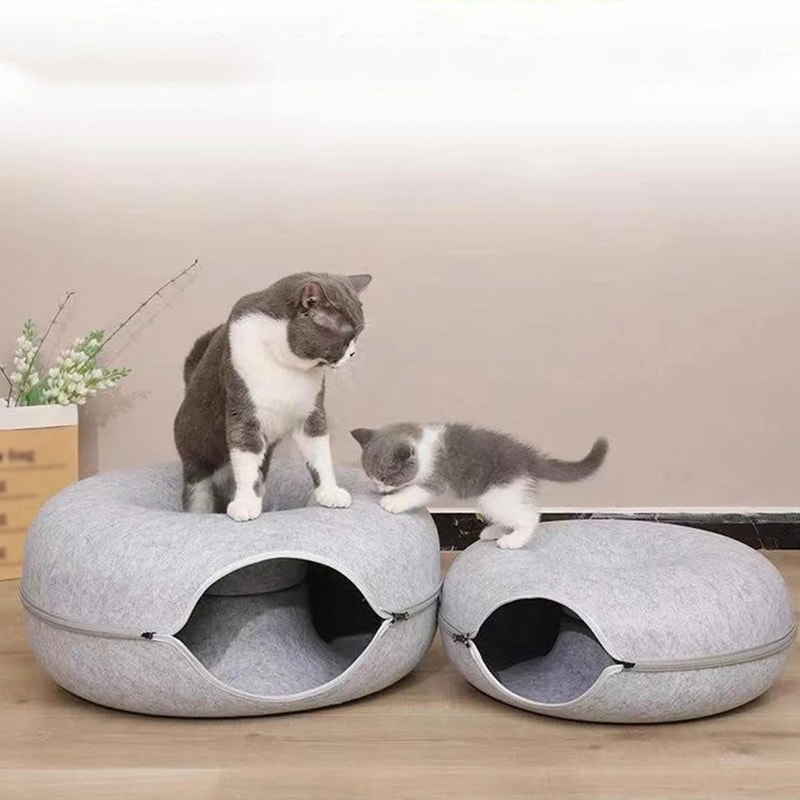 Interactive Round Cat Tunnel Donut Nest 0