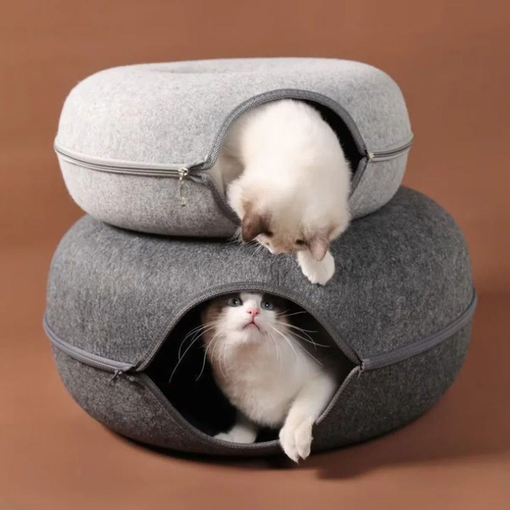 Interactive Round Cat Tunnel Donut Nest 2