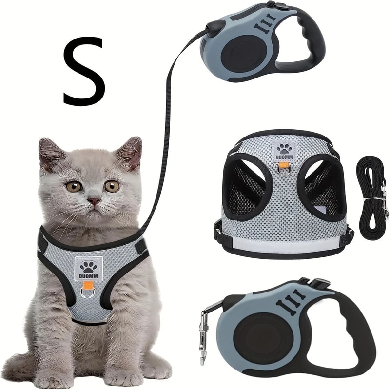 Reflective Air Mesh EscapeProof Cat Harness Leash Set 6