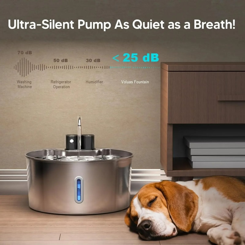 Rechargeable Stainless Steel Wireless Pet Water Fountain 2