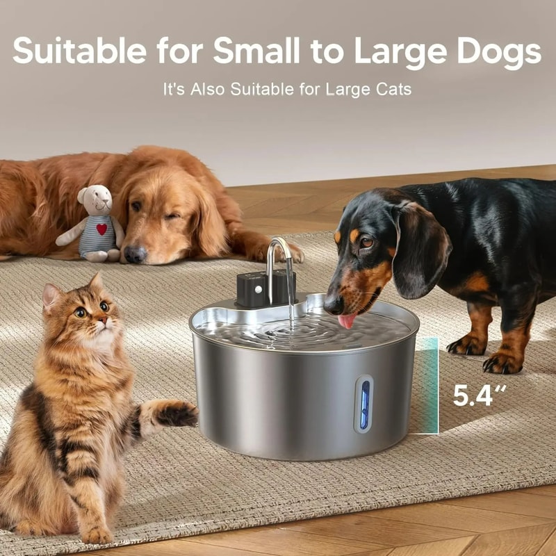 Rechargeable Stainless Steel Wireless Pet Water Fountain 5