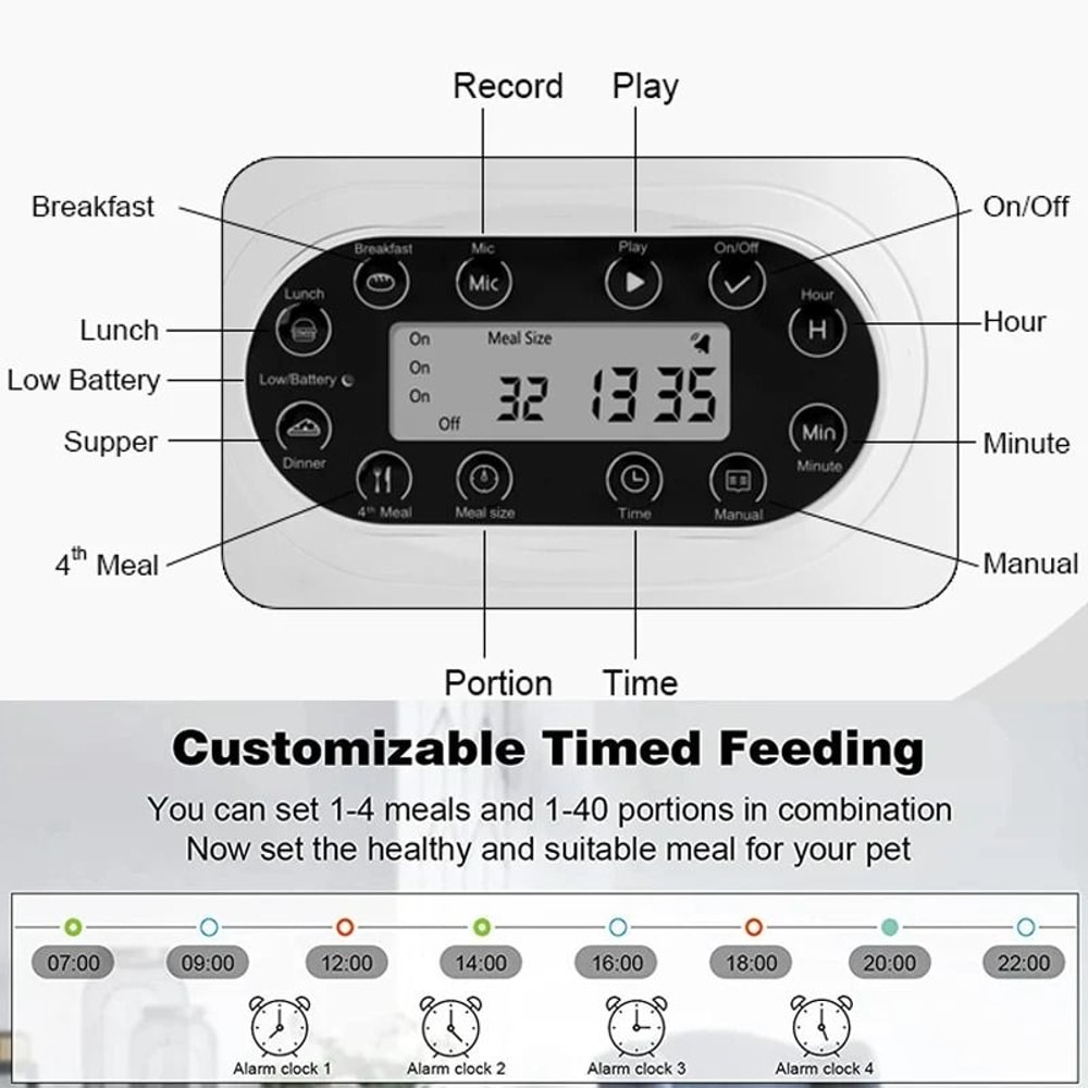 Smart AppControlled Automatic Double Meal Pet Feeder 3