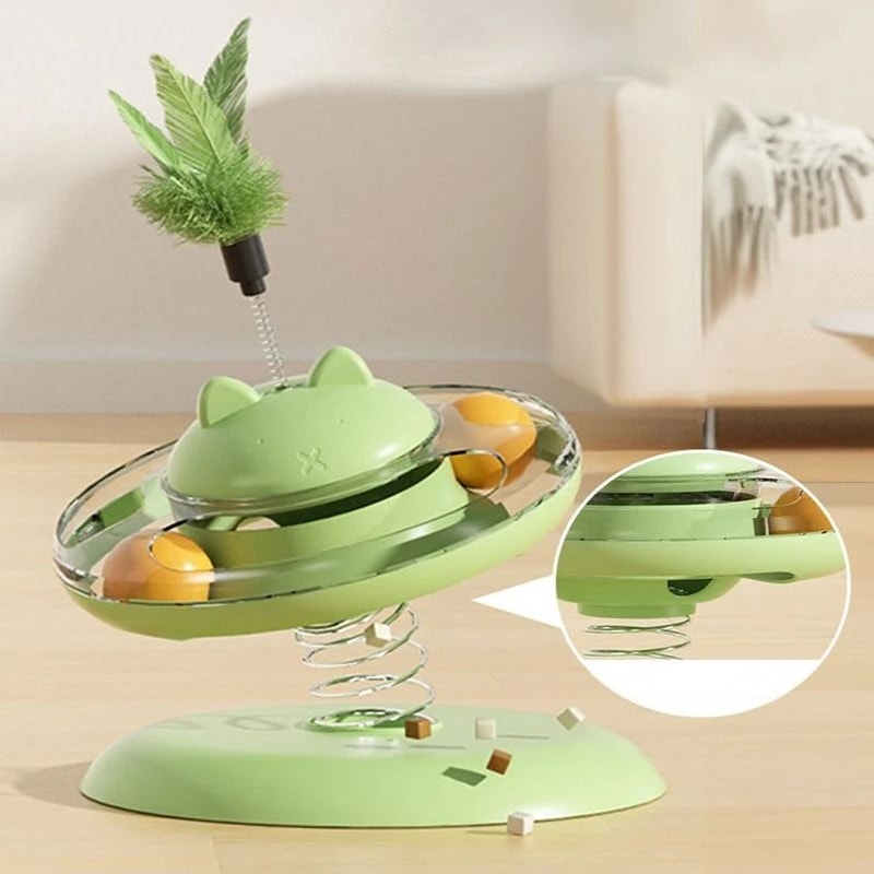Interactive Turntable Cat Track Ball And Treat Dispenser 0