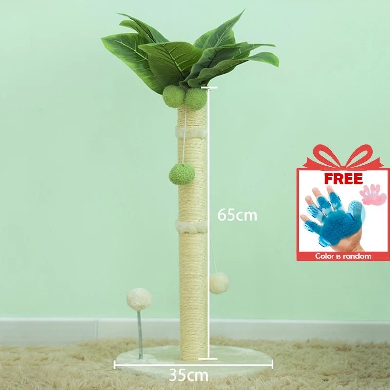 Tropical Palm Tree Cat Scratching Post With Interactive Toys 8