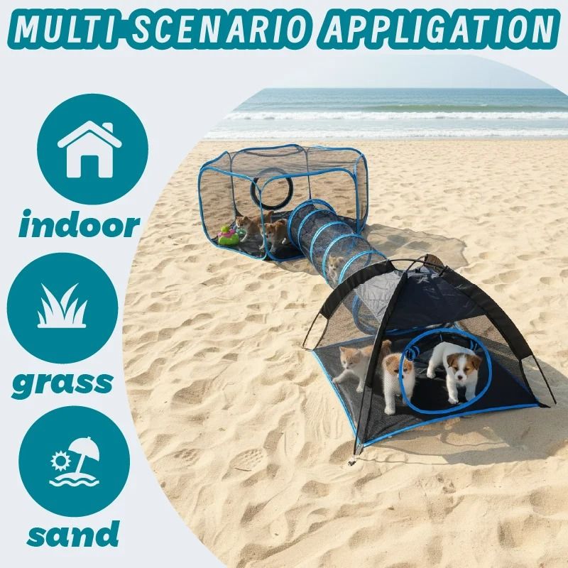 3in1 Portable Mesh Pet Playhouse Tunnel System 3