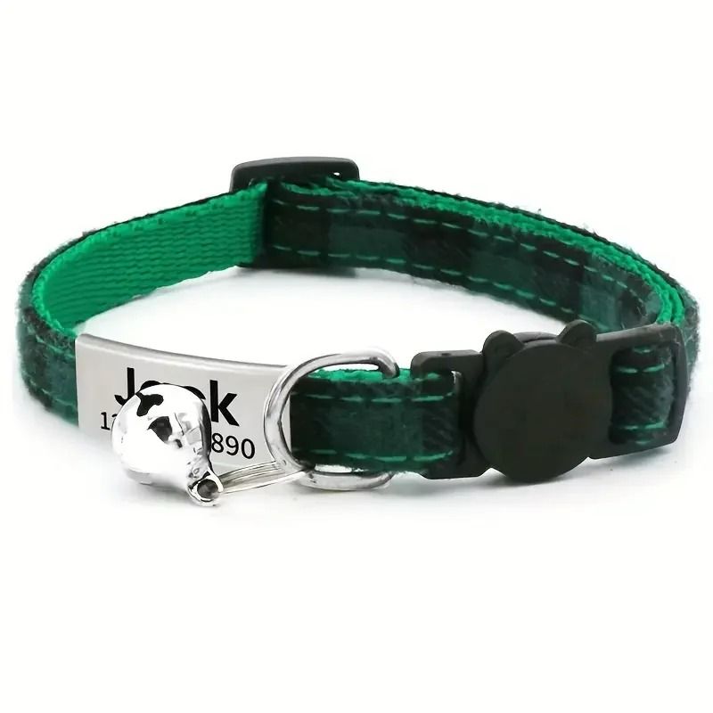 Personalized Plaid Breakaway Safety Cat Collar 14