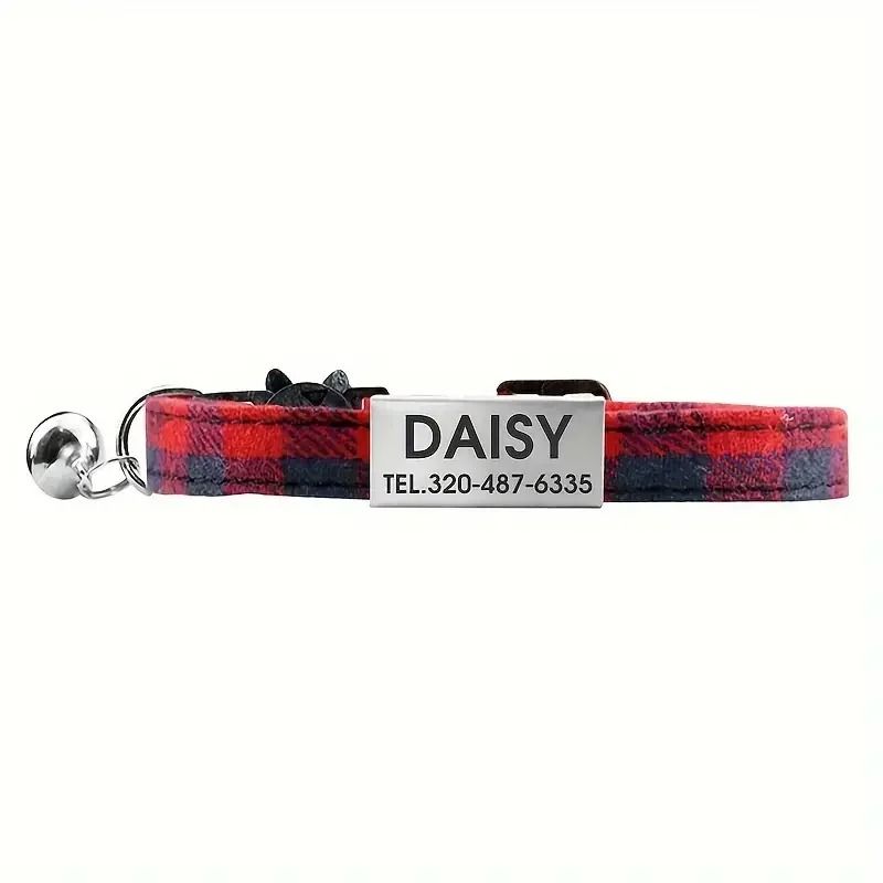 Personalized Plaid Breakaway Safety Cat Collar 15