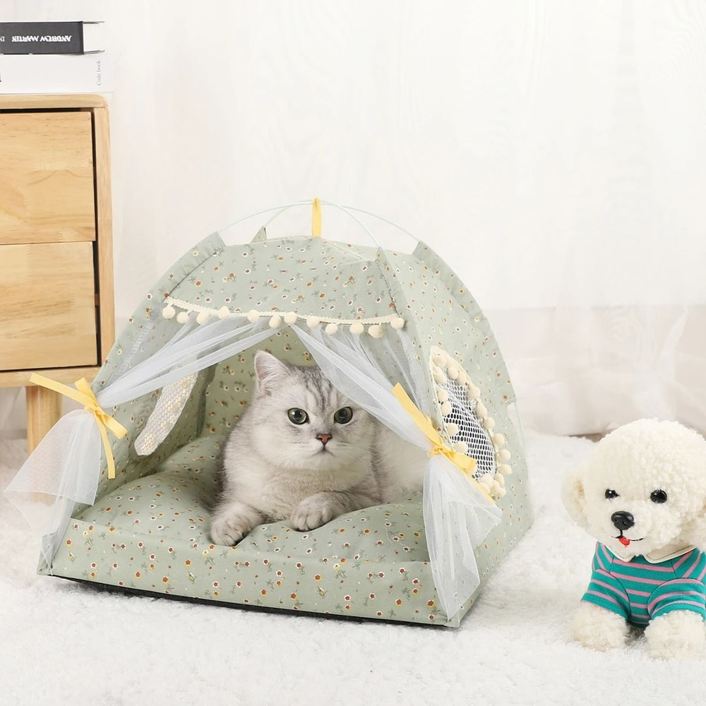 Indoor Pet Tent Bed With Removable Cushion 12