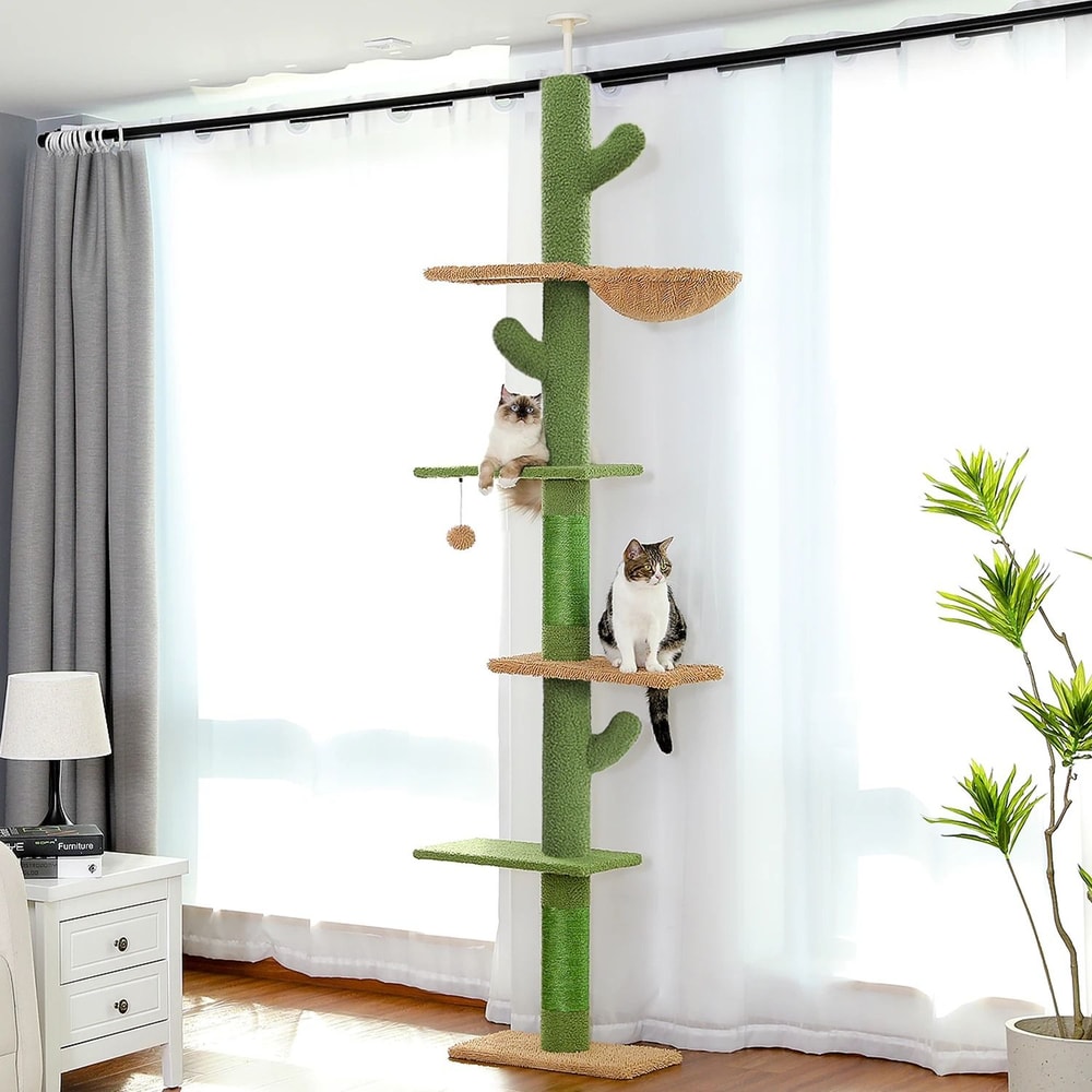 Adjustable FloortoCeiling Indoor Cat Tower 0