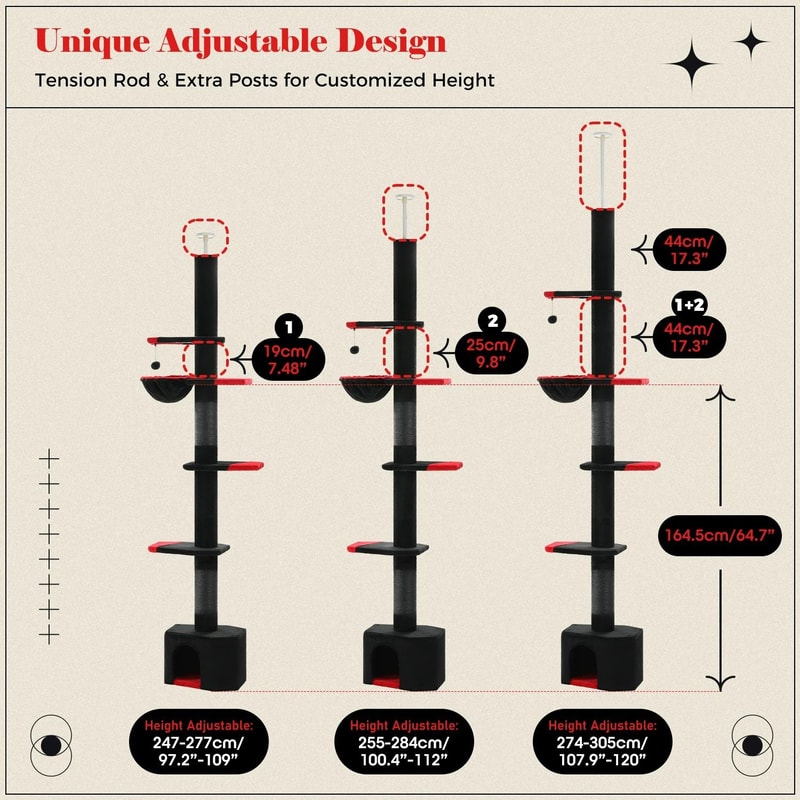 Adjustable FloortoCeiling Indoor Cat Tower 4