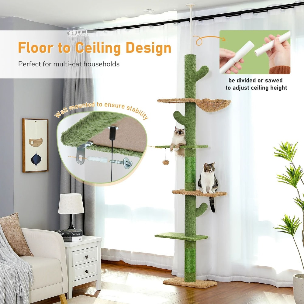 Adjustable FloortoCeiling Indoor Cat Tower 5