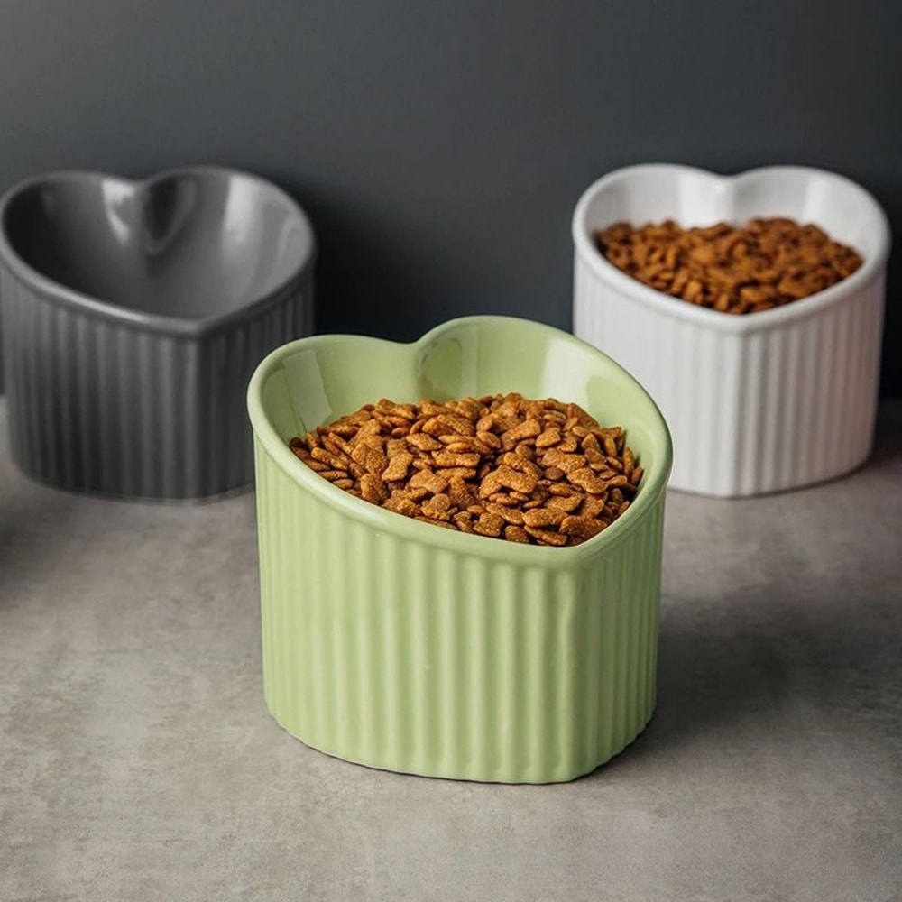 Slanted Elevated Ceramic Cat Bowl With Stand 2