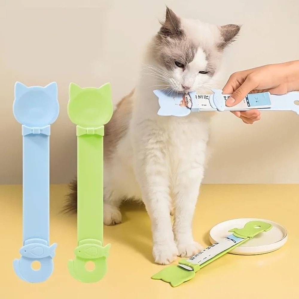 Ergonomic Squeeze Lick Cat Strip Feeder Spoon 1