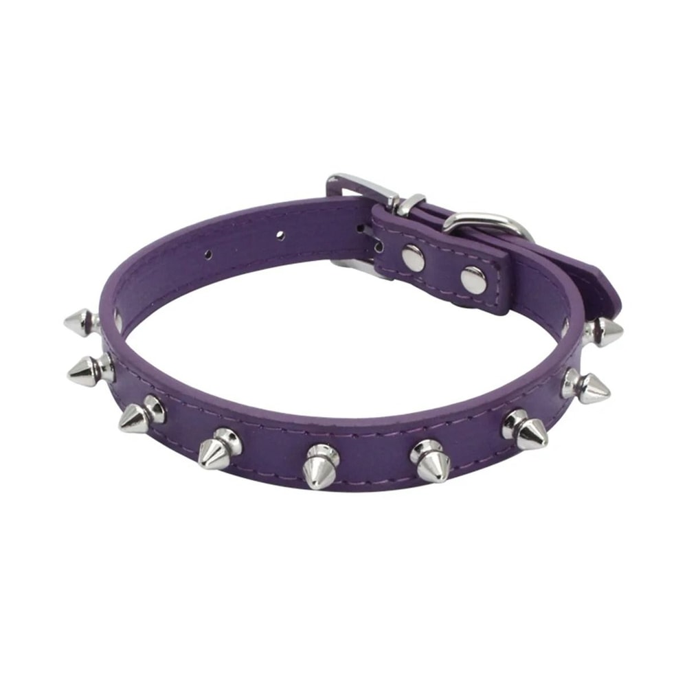 Spiked And Studded Faux Leather Pet Safety Collar 13
