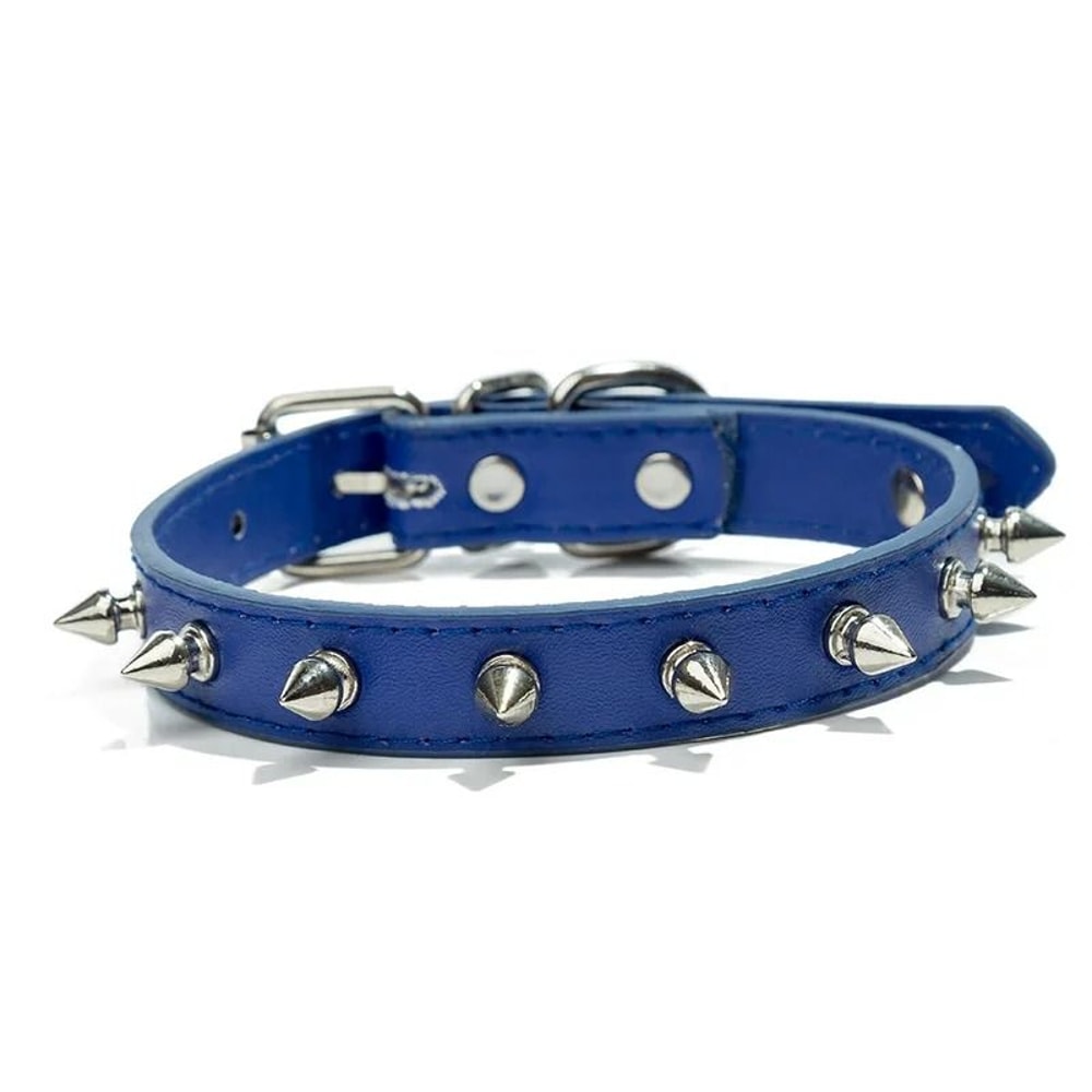 Spiked And Studded Faux Leather Pet Safety Collar 14