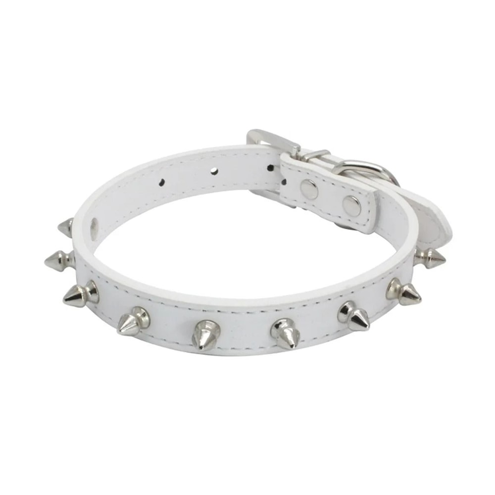 Spiked And Studded Faux Leather Pet Safety Collar 4