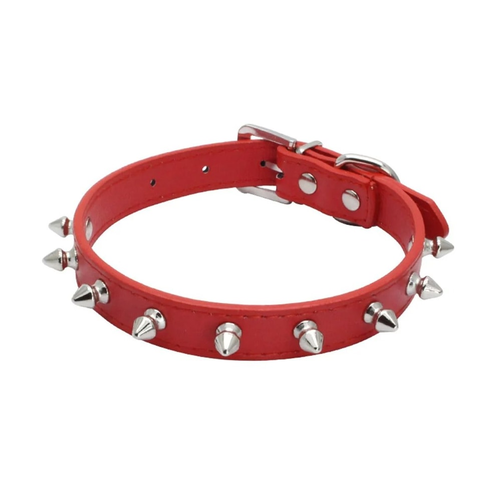 Spiked And Studded Faux Leather Pet Safety Collar 5