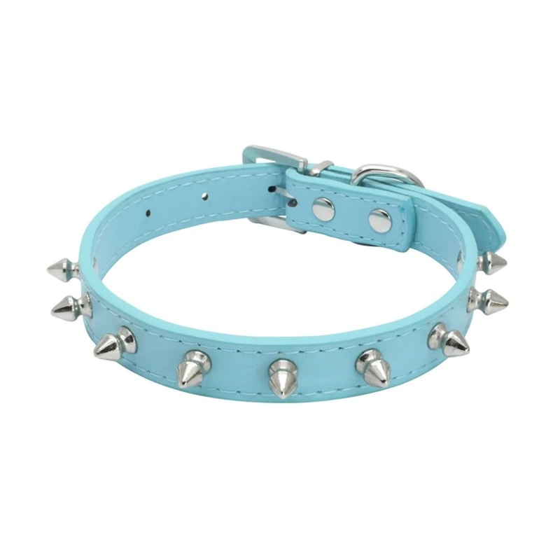 Spiked And Studded Faux Leather Pet Safety Collar 8