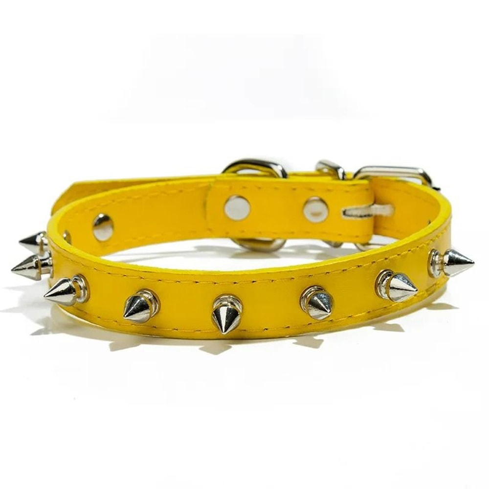 Spiked And Studded Faux Leather Pet Safety Collar 15