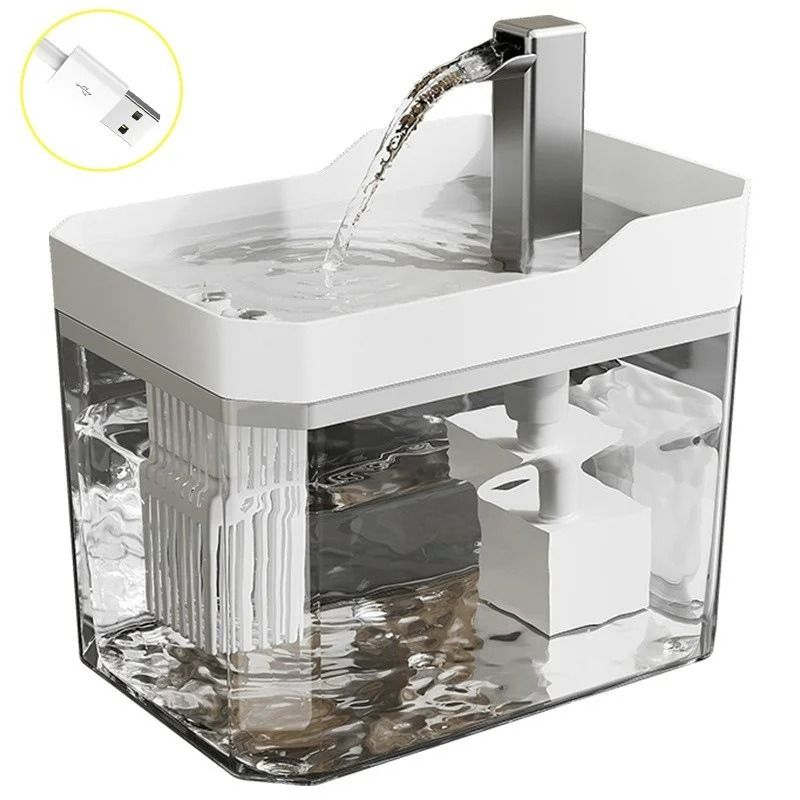 Transparent AutoFilter Pet Water Fountain 8