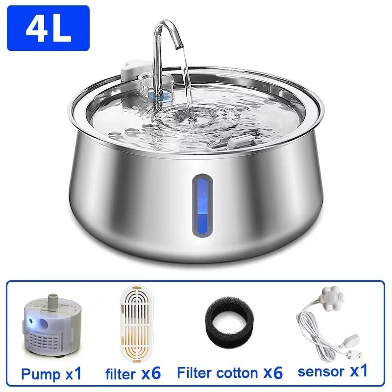 4L Stainless Steel UltraQuiet Automatic Pet Fountain 9