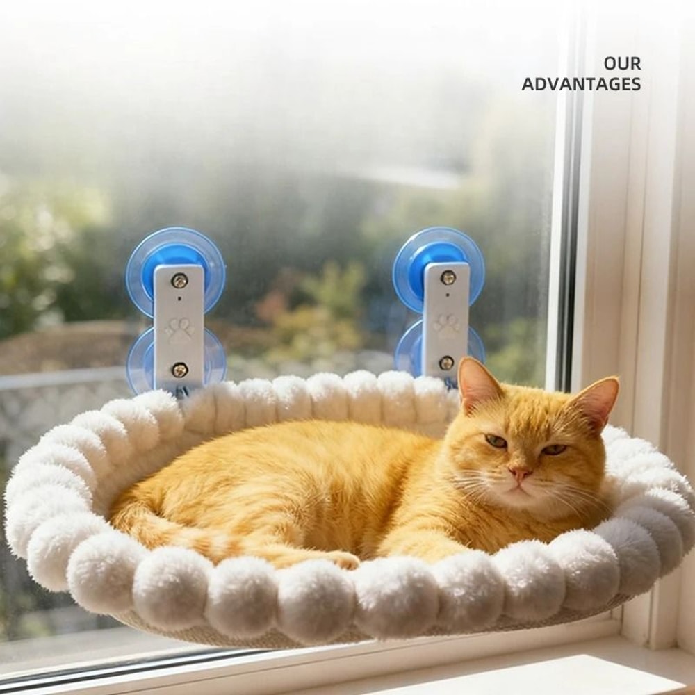 Plush Faux Fur Window Hammock For SunLoving Cats 1