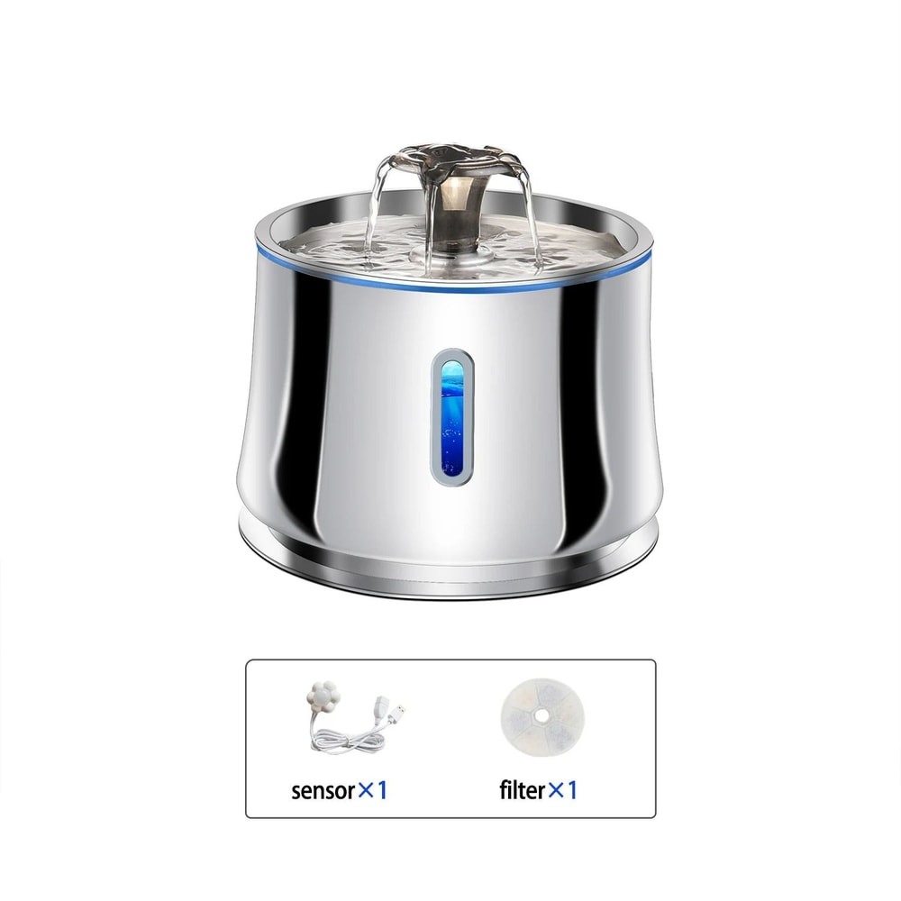 Smart Stainless Steel Pet Fountain With Transparent Viewing Window 9