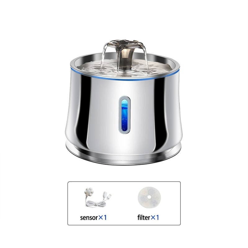 Smart Stainless Steel Pet Fountain With Transparent Viewing Window 9